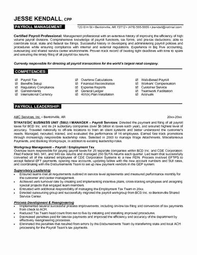 Payroll Manager Resume Objective