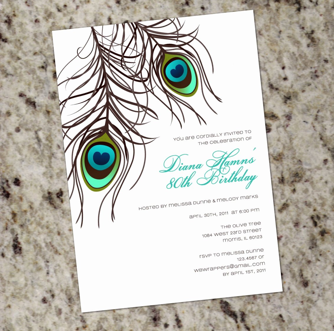 Peacock Feather Invitation Template