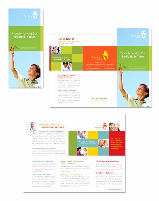 Pediatrician &amp; Child Care Tri Fold Brochure Template