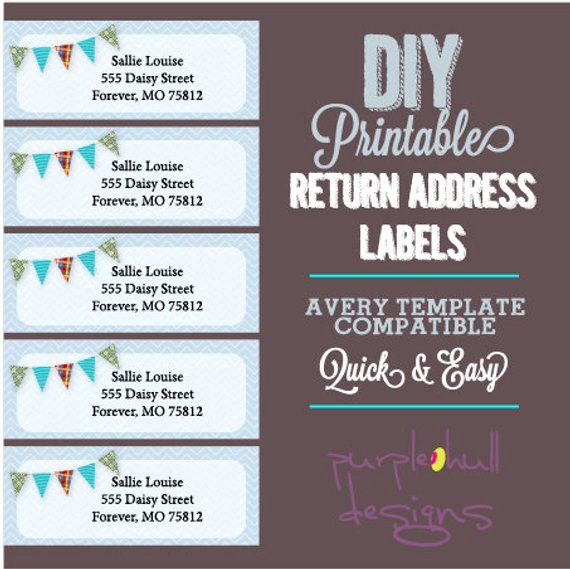 Pennant Banner Bunting Return Address Labels Avery Template