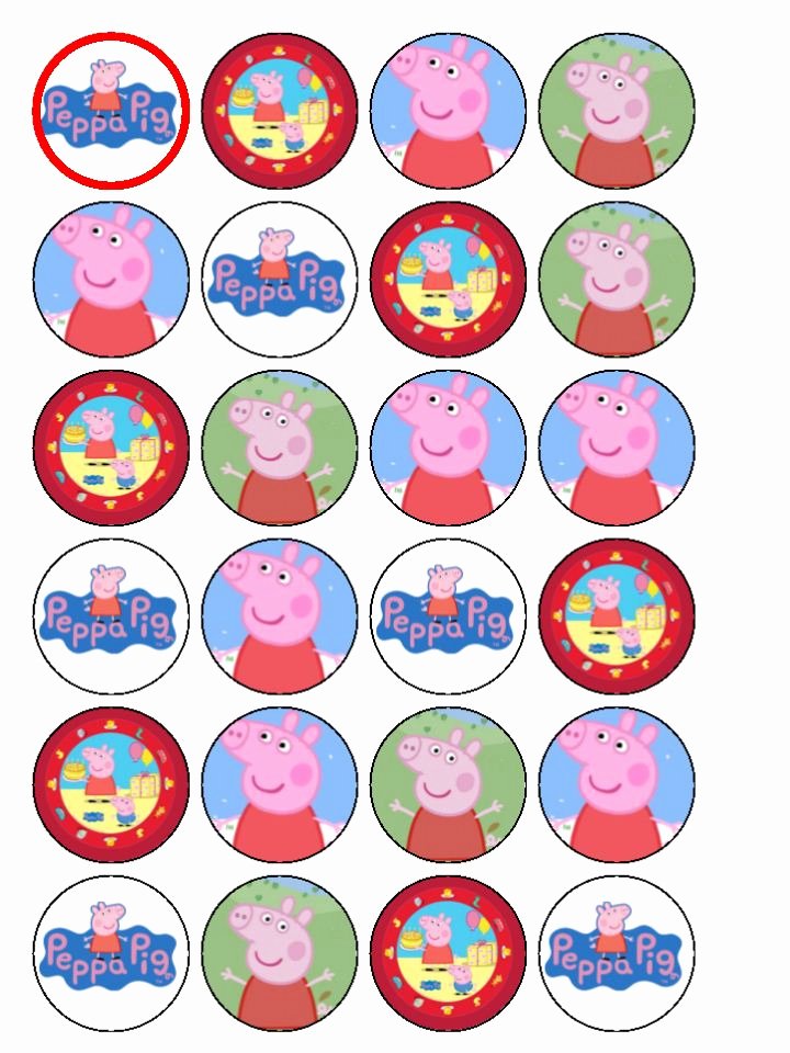 Peppa Pig Cupcake toppers Printable Free