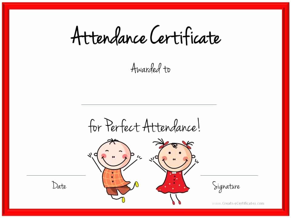 Perfect attendance Award Certificates