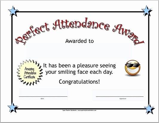 Perfect attendance Certificate