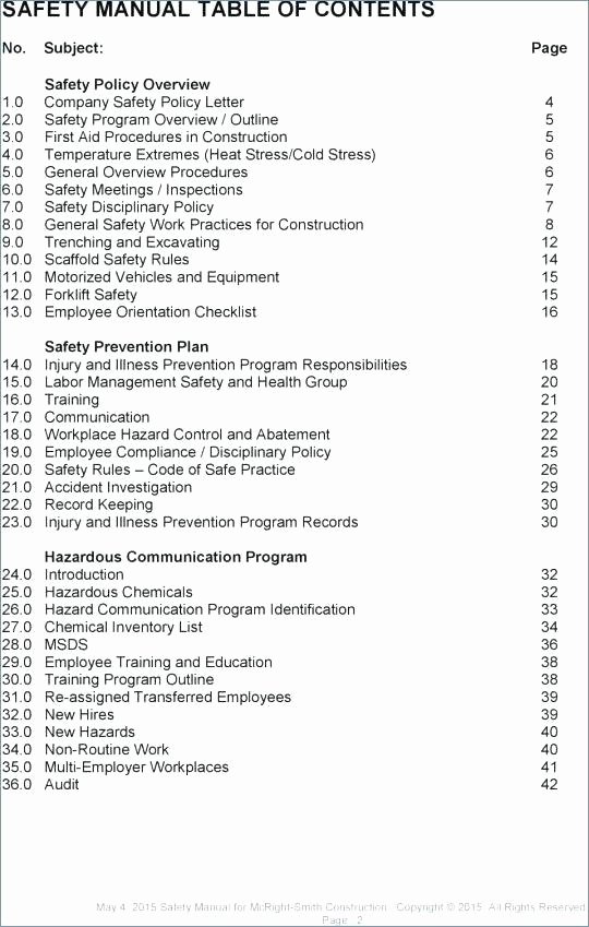 Construction Safety Manual Template Free