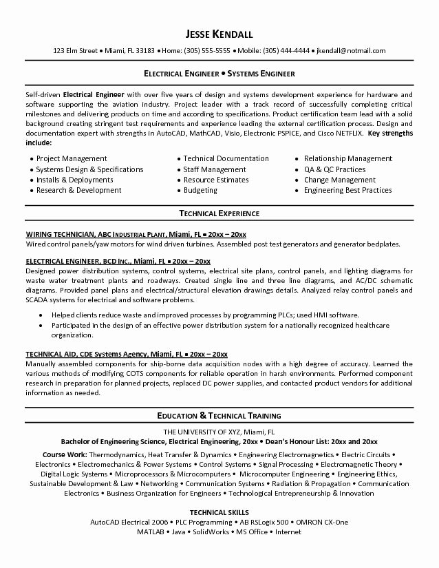 Perfect Electrical Engineer Resume Sample 2016