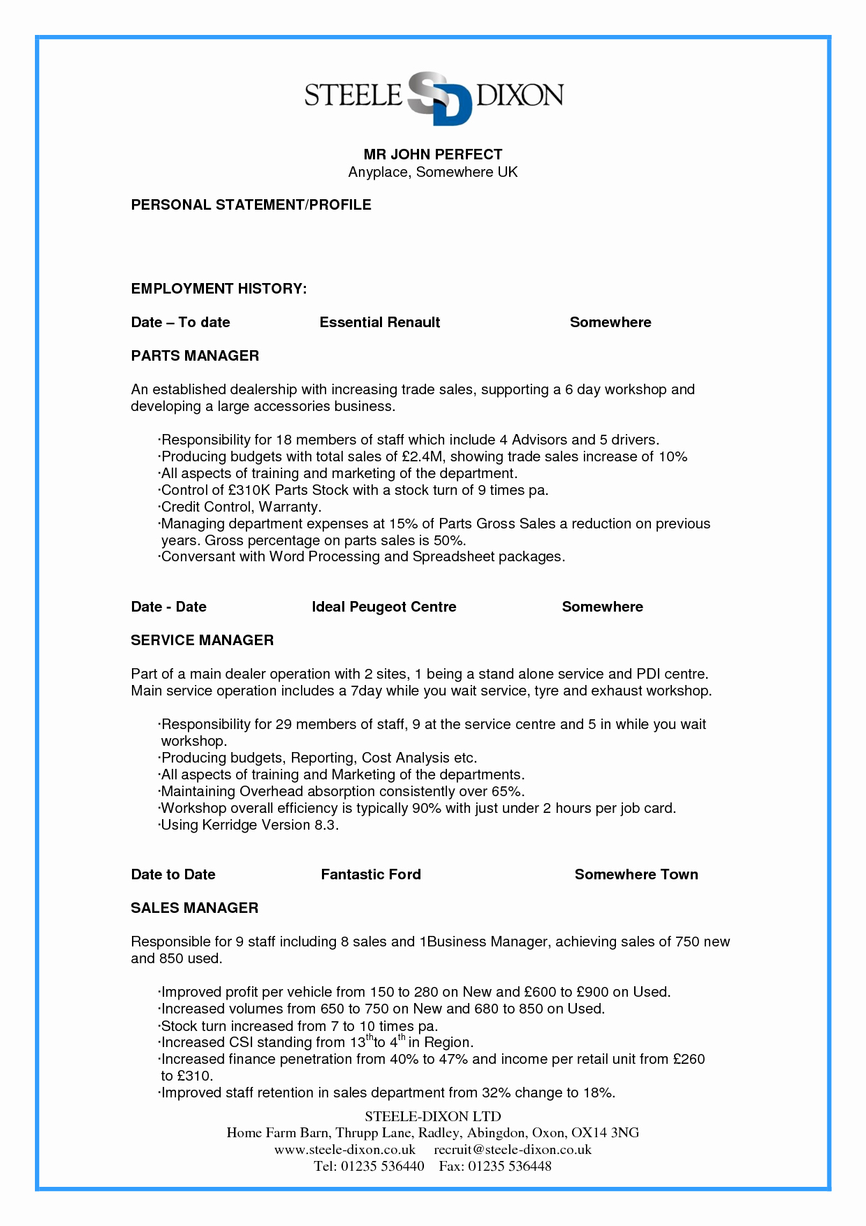 Perfect Resume Resume Cv Example Template