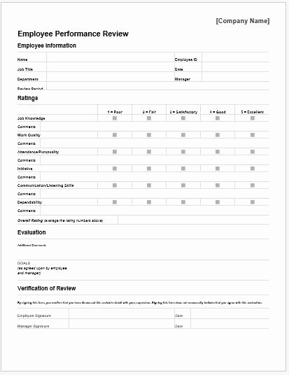 Performance Appraisal forms for Ms Word