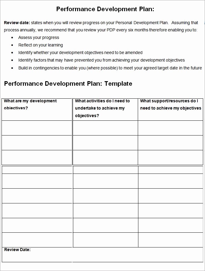 performance development plan template