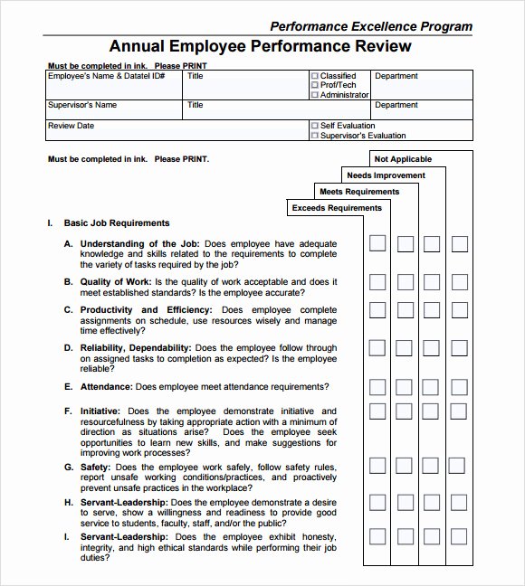 Performance Review Template 9 Download Free Documents