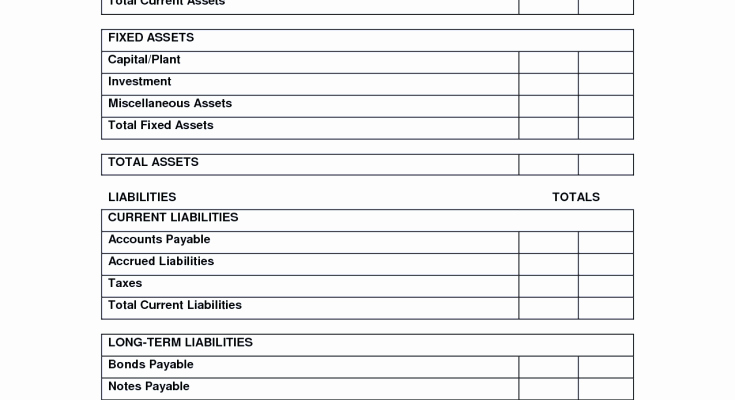 Personal &amp; Small Business Balance Sheet Template Excel