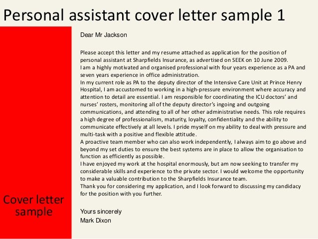 Personal assistant Cover Letter