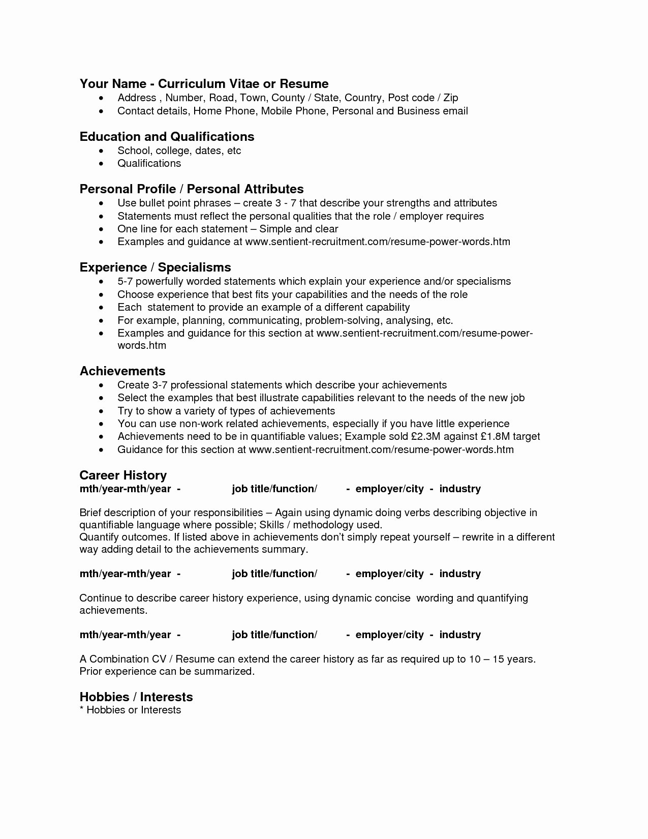Personal attributes In Resume Resume Ideas