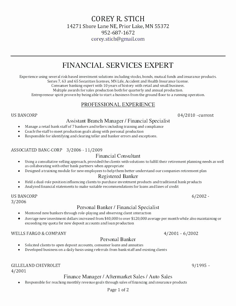 Personal Banker Sample Resume – Gyomorgyurufo