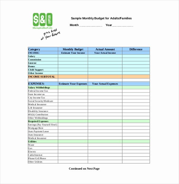 Personal Bud Template – 10 Free Word Excel Pdf