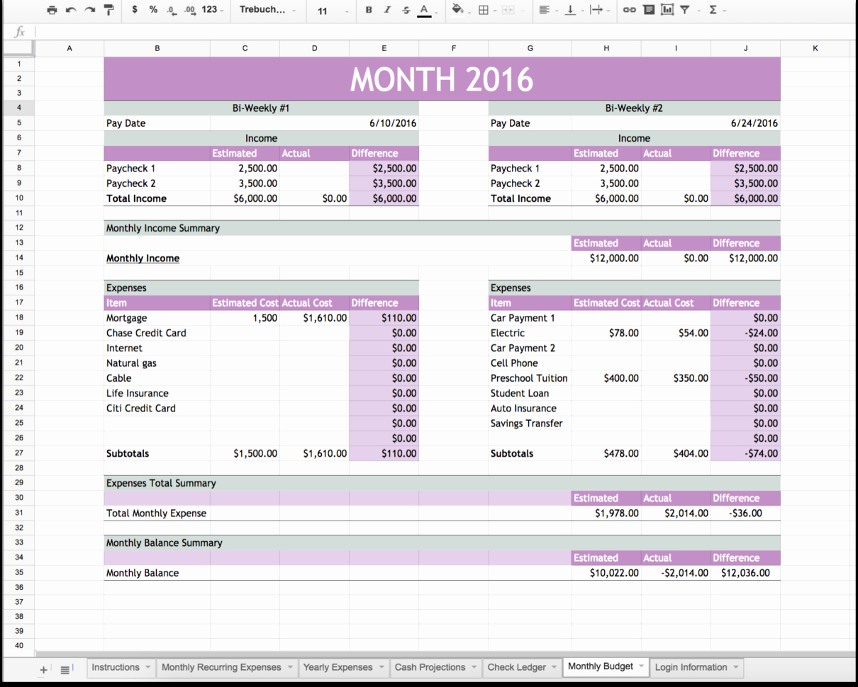 Personal Finance Excel Template Financial Planning Excel