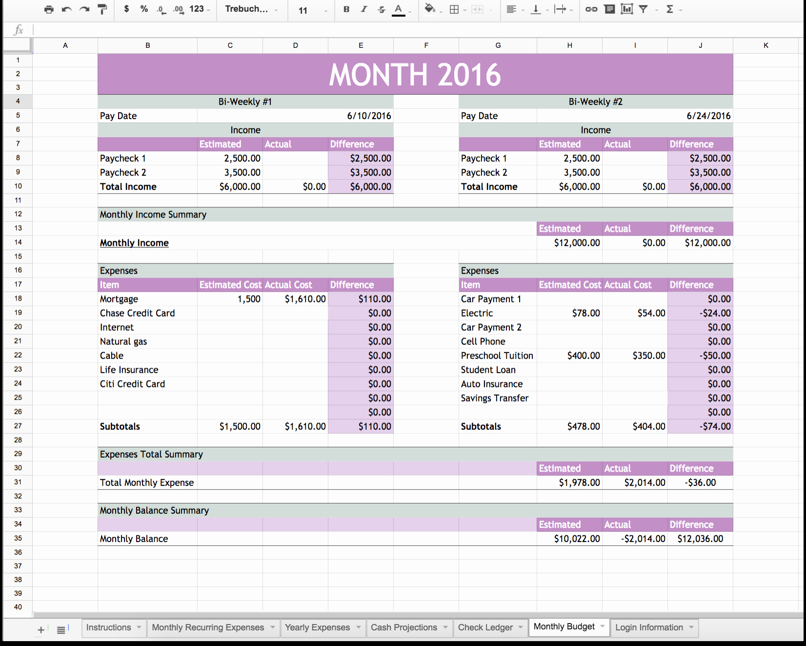 Personal Finance Excel Template Financial Planning Excel