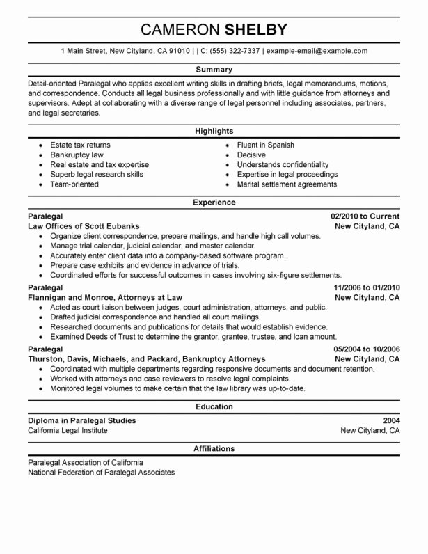 Entry Level Paralegal Resume Samples   Personal Injury Paralegal Resume Sample 1 