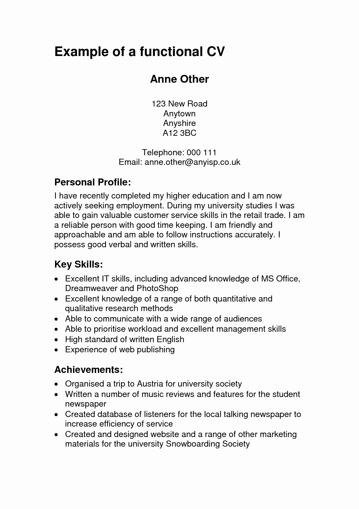 Personal Profile format In Resume Resume Ideas