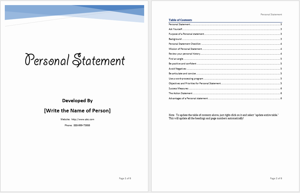 Personal Statement Template – Microsoft Word Templates
