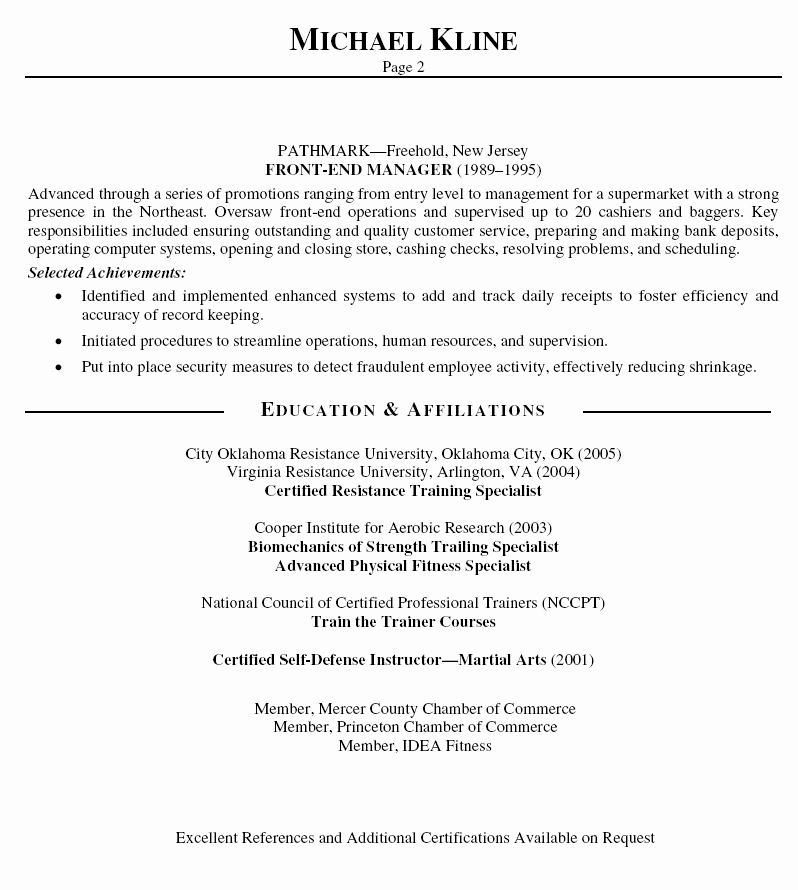 Personal Trainer Resume