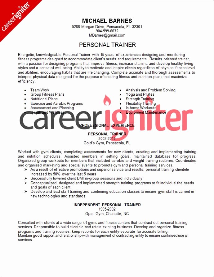 Personal Trainer Resume