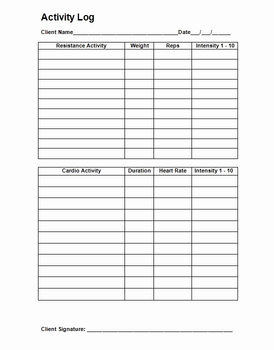Personal Workout Log Template