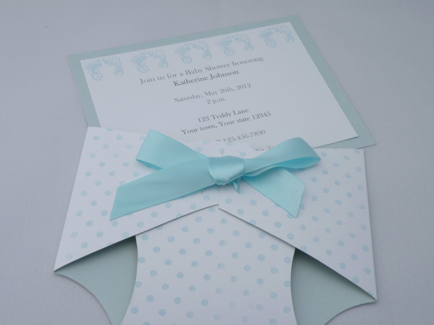 Personalized Diaper Shaped Baby Shower Invitation or Baby