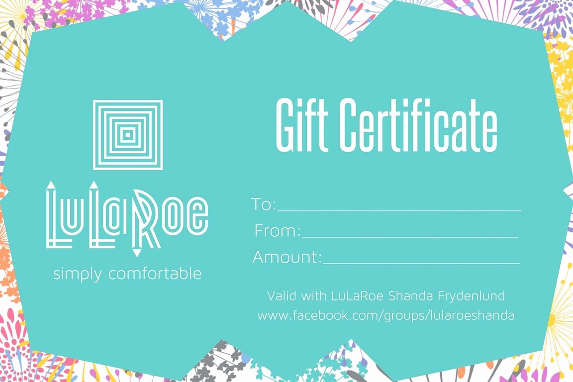 Personalized Lularoe Gift Certificate 4x6 by