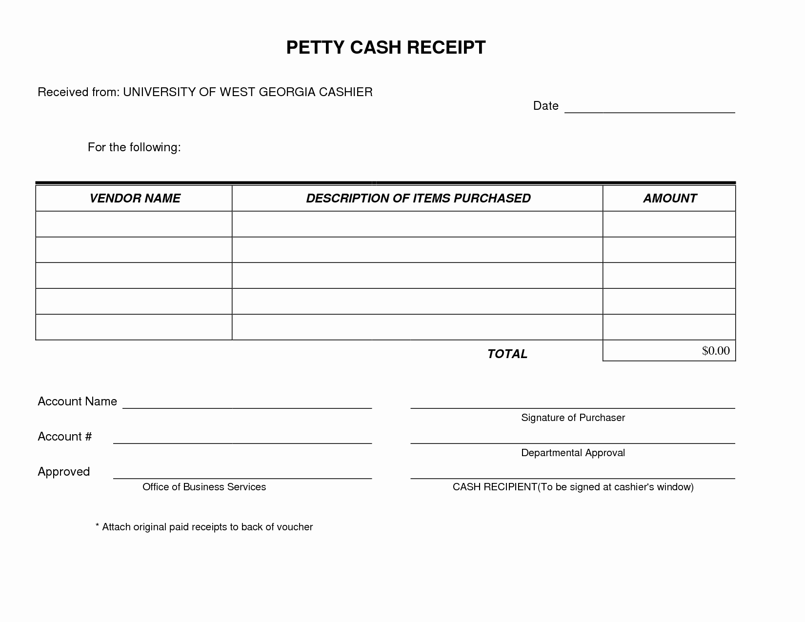 Petty Cash Receipt form Template Very Simple and Easy to