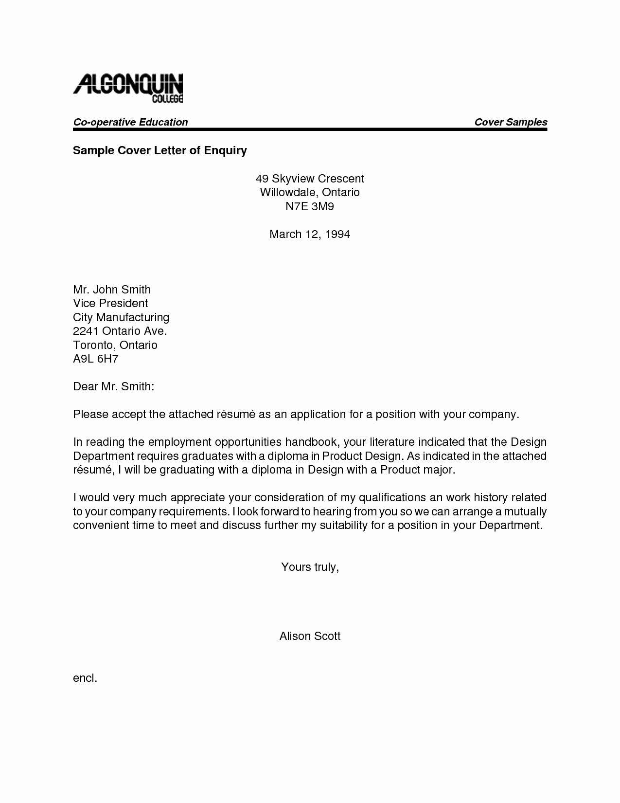 Physical Education Job Cover Letter
