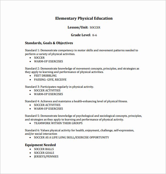 Physical Education Lesson Plan Template 7 Free Pdf