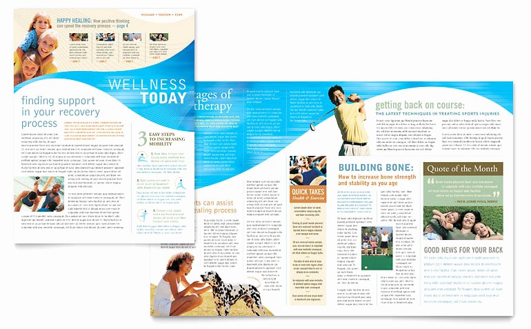 Physical therapist Newsletter Template Word &amp; Publisher