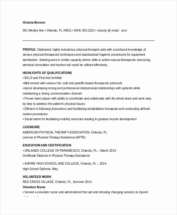 Physical therapist Resume