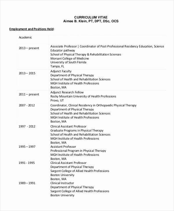 Physical therapist Resume 5 Free Word Pdf Documents