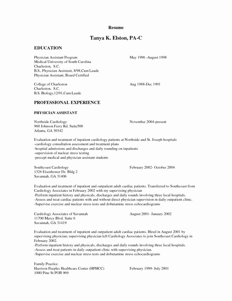 Physician assistant Resume