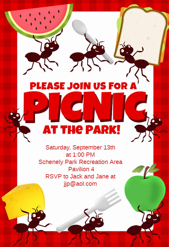Picnic Party Free Dinner Party Invitation Template