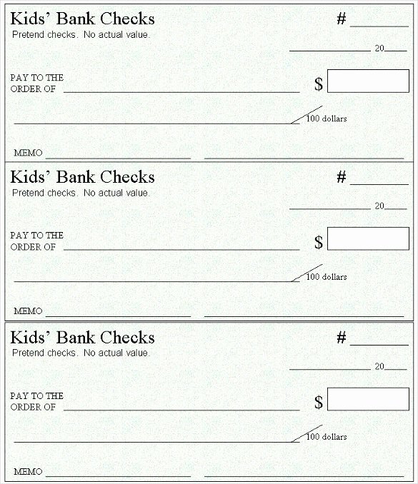 Pin Download Blank Check Template for Kids Picture On