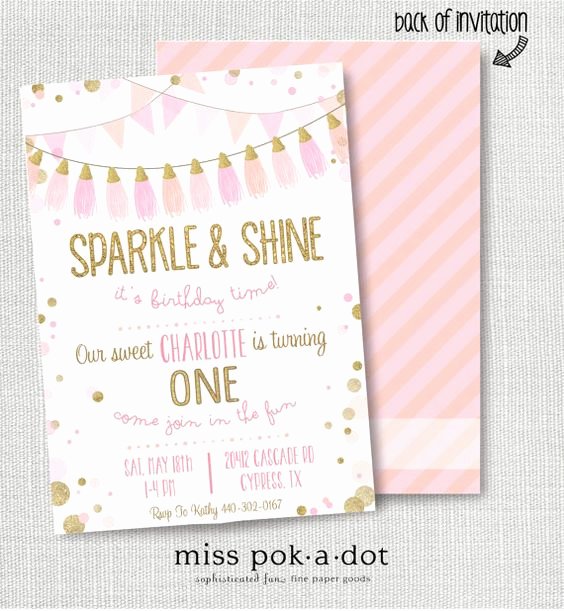 Pink and Gold Birthday Invitations Pink and Gold Birthday
