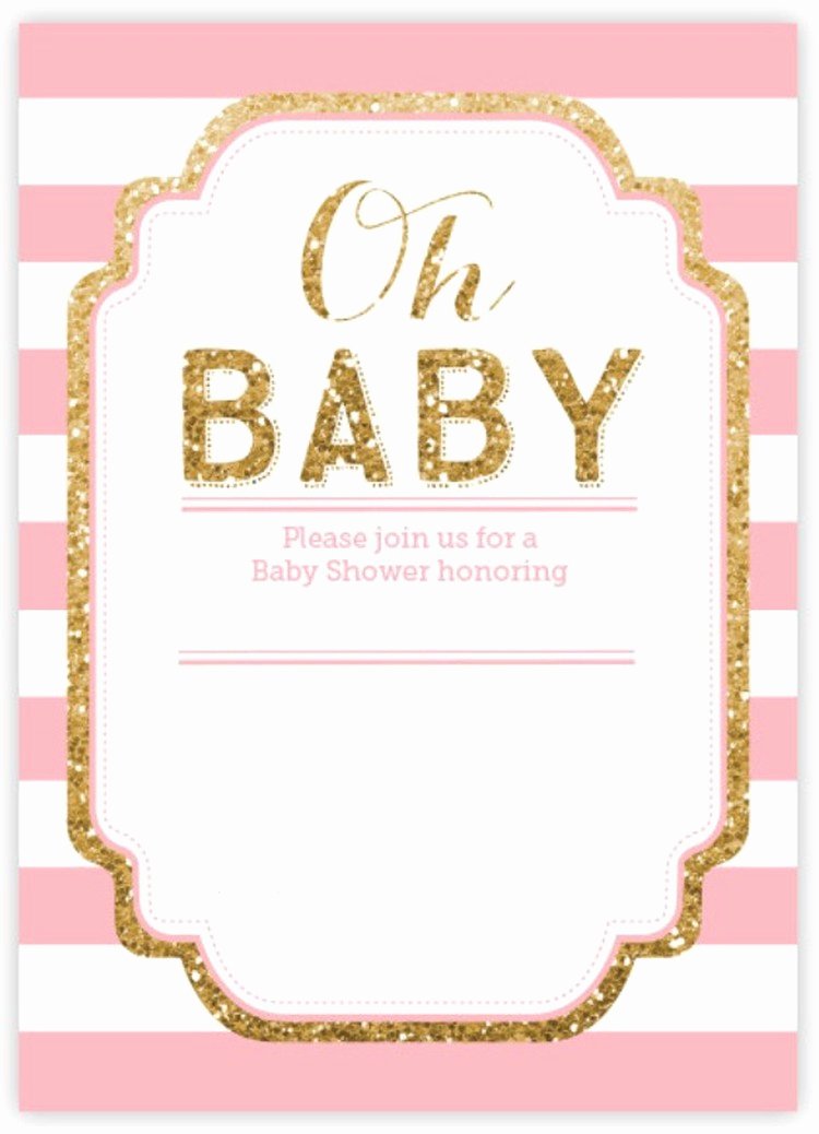 Pink and Gold Glitter Baby Shower Invitation