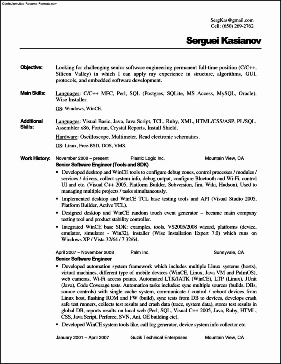 Plain Text Resume Template Free Samples Examples