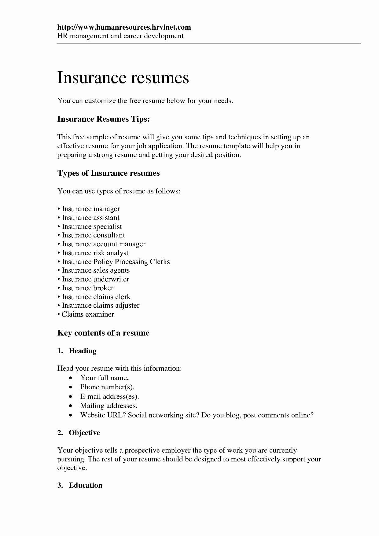 Pleasant Resume for Insurance Claims Adjuster for
