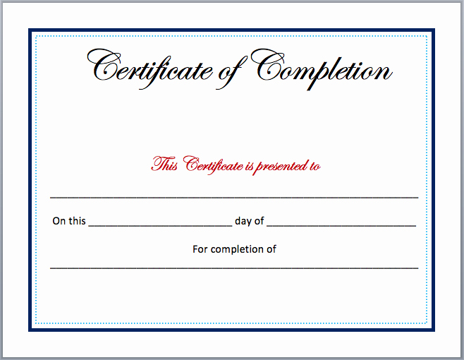 Pletion Certificate Template Microsoft Word Templates