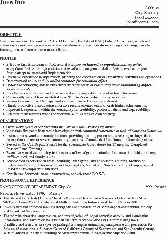 Police Department Resume Best Resume Collection