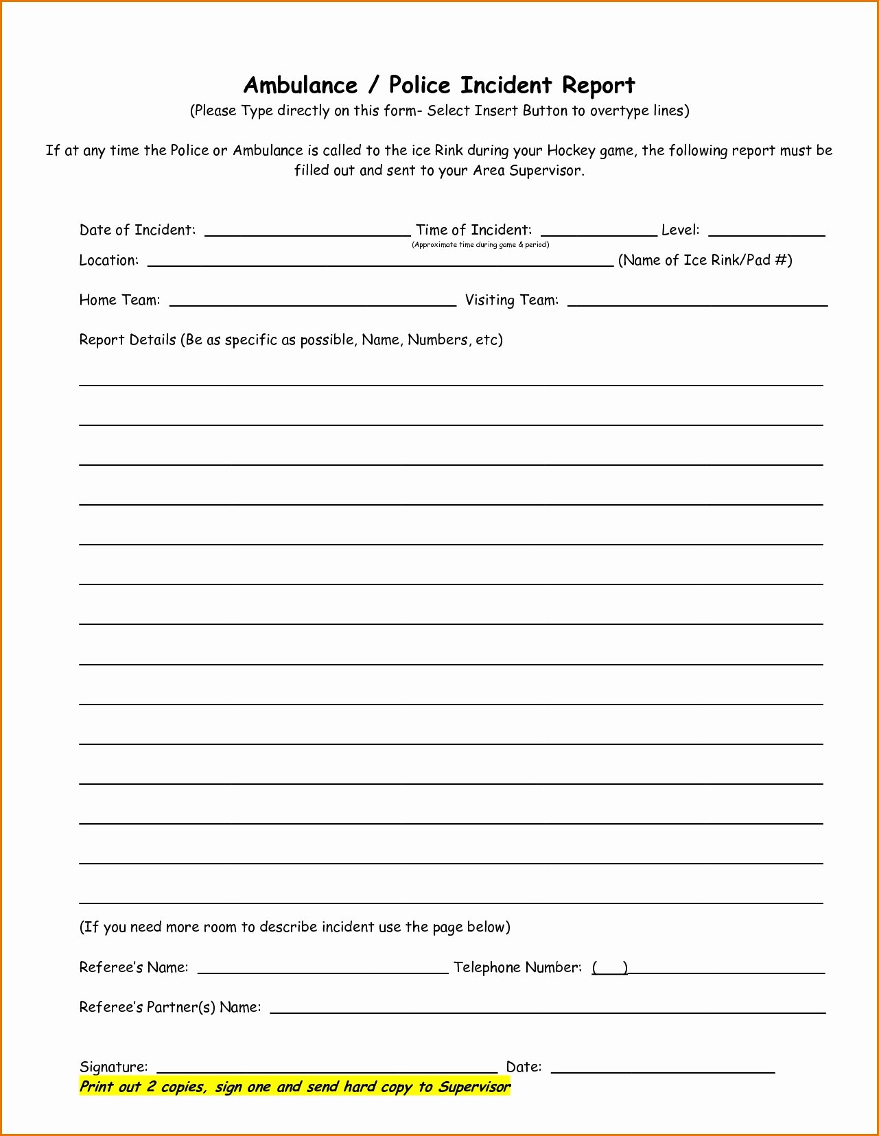 Police Incident Report Template Word