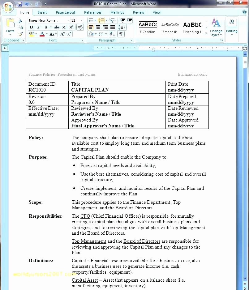 Policy and Procedure Template Word Free Employee Handbook