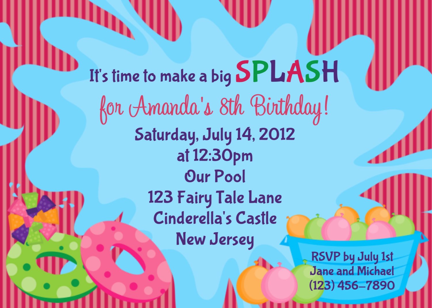 Pool Party Birthday Party Invitations Templates Free Download