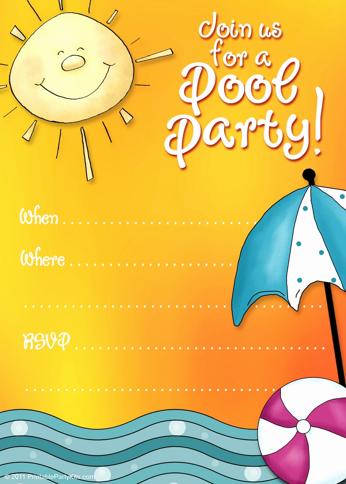 Pool Party Birthday Party Invitations Templates Free