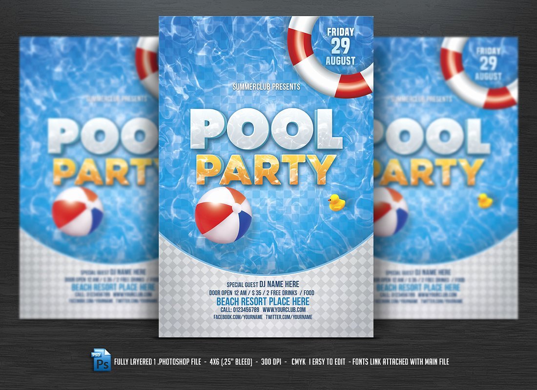 Pool Party Flyer Flyer Templates Creative Market