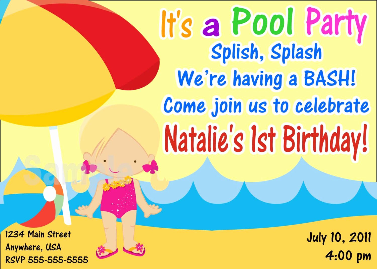 Pool Party Invitations Blank
