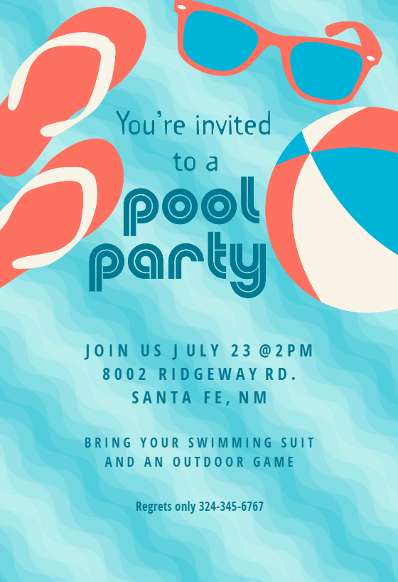 Pool Party Stuff Pool Party Invitation Template Free